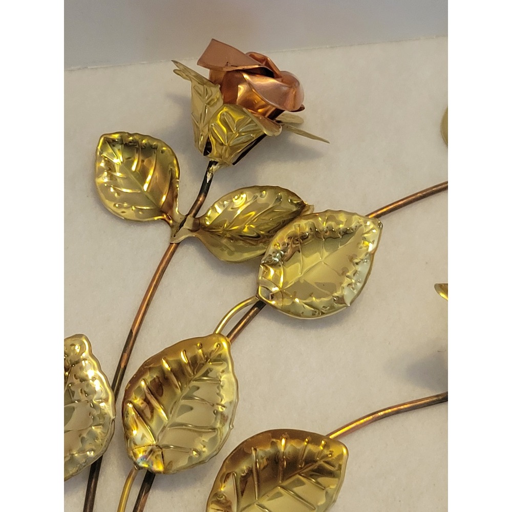Home Interiors Metal Rose Wall Swag Set Gold Copper Floral USA AZ-8890 - Picture 8 of 16
